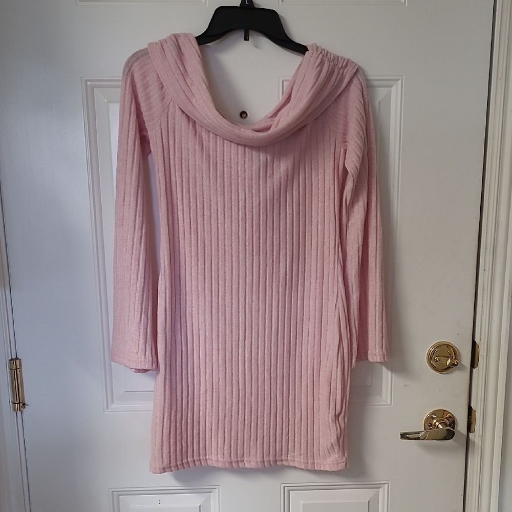 SHEIN Soft Pink Cowl Neck Sweater